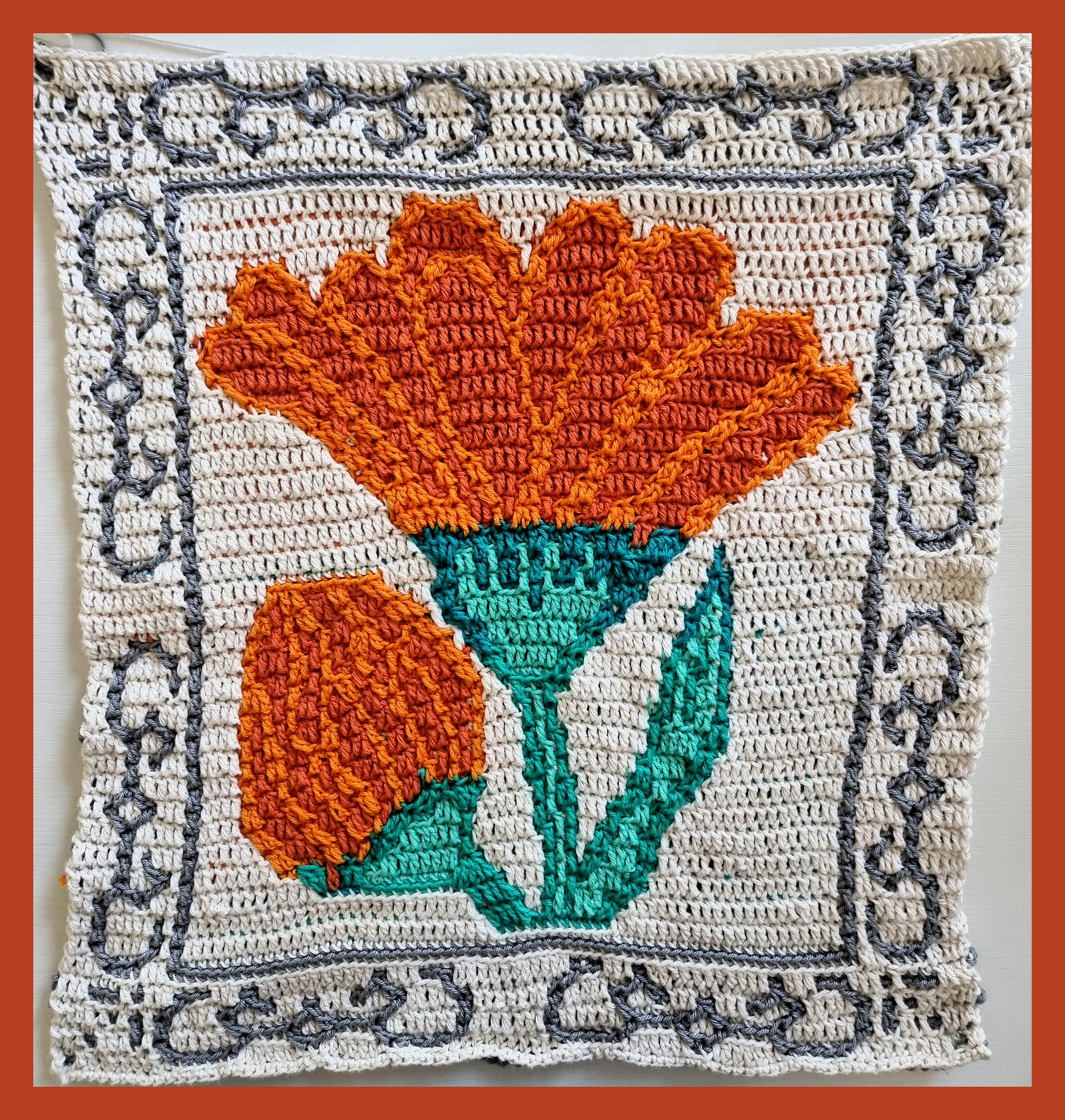 Mosaic Birth flowers Marigold pattern