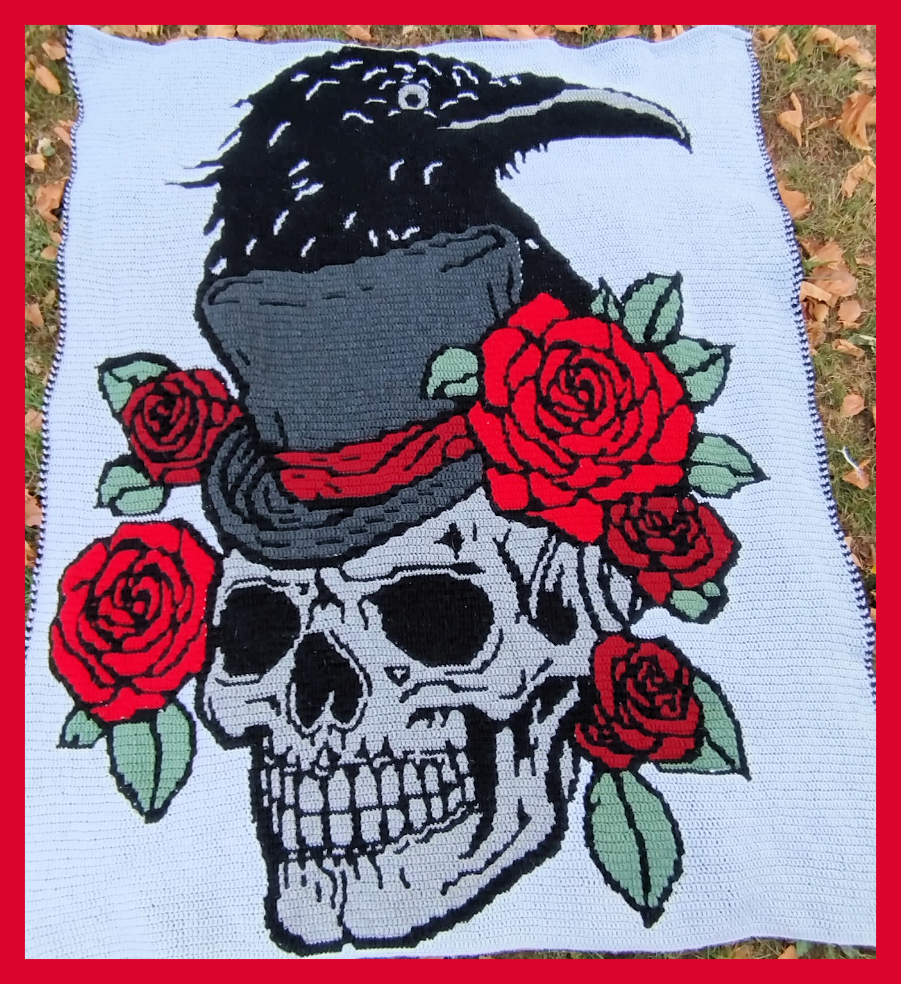 Mosaic Skull and roses pattern