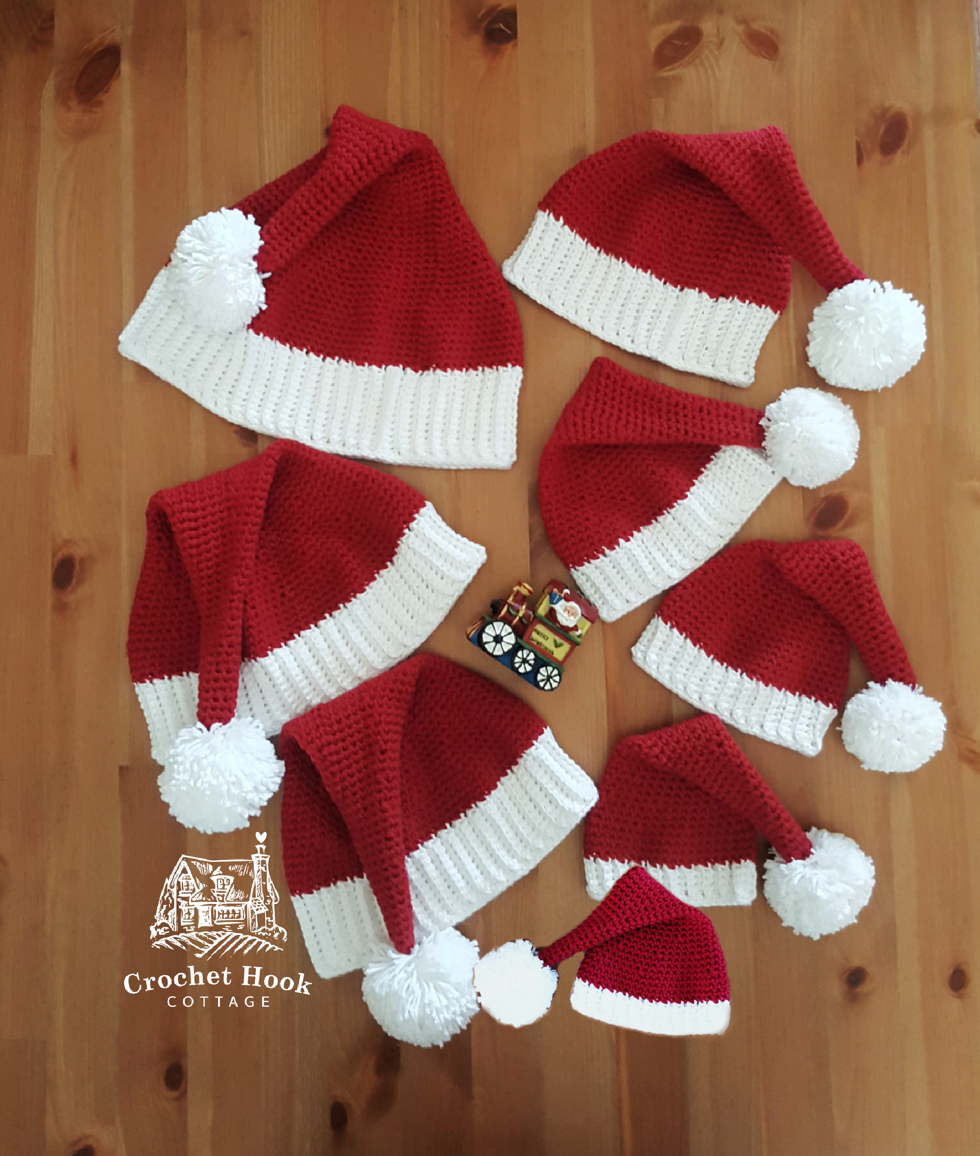 Santa Hats in Eight Different Sizes