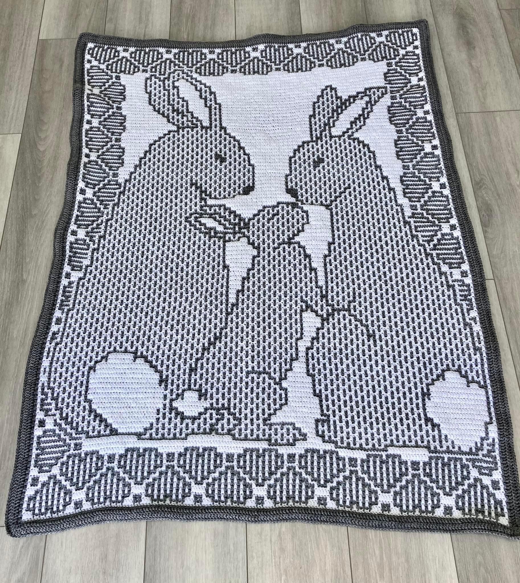 Bunnies family, gender neutral stroller blanket pattern