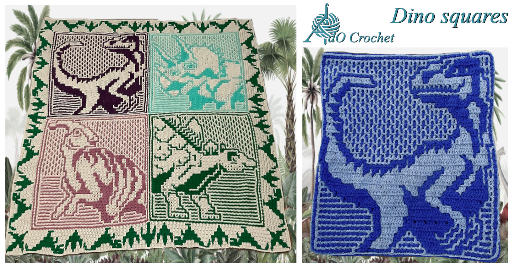 Dinosaur squares pattern