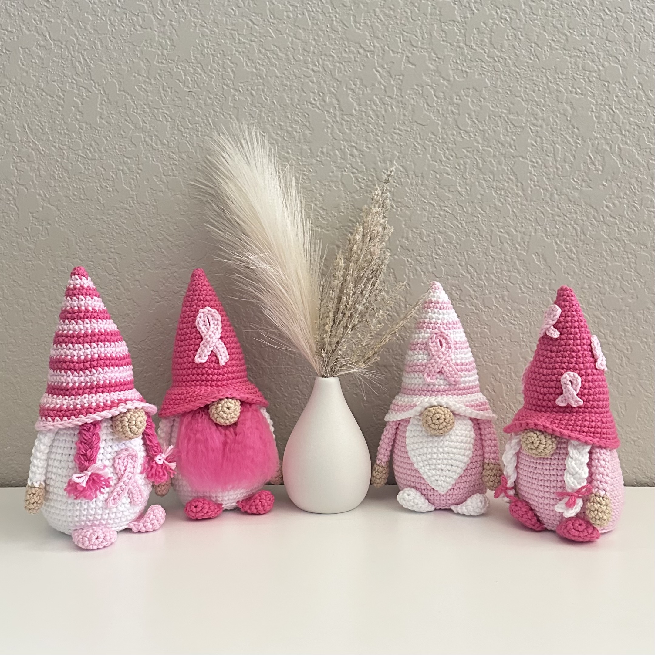 Breast Cancer Awareness Pink Ribbon Crochet Gnome Pattern