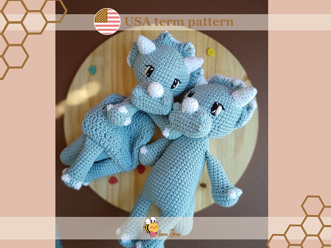 Triceratops Combo pattern - Cuddle me and full toy
