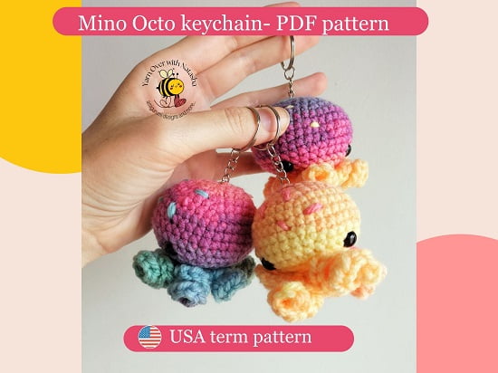 No-sewing Octopus keychain- PDF pattern