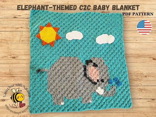 C2C Elephant-themed baby blanket