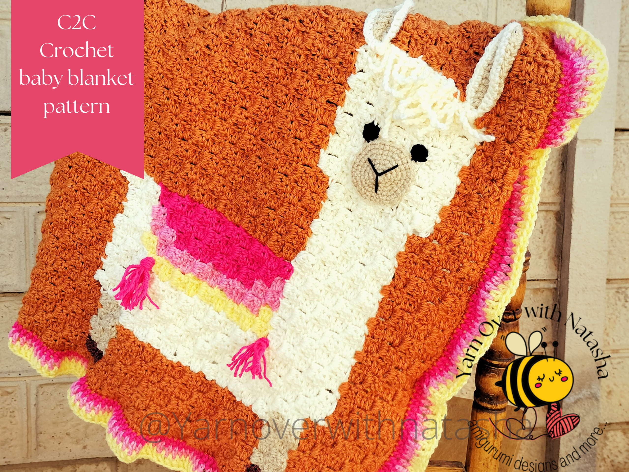 Llama C2C baby blanket pattern