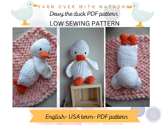 Crochet pattern for snuggler Duck - Low Sewing Pattern