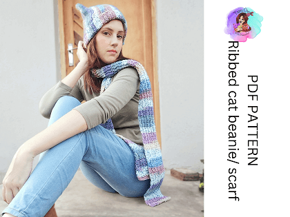 Colour dance beanie & scarf pattern set